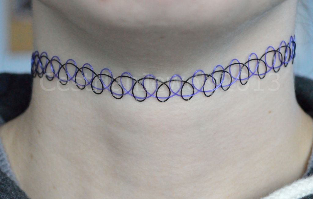 Vintage Stretch Tattoo Choker Necklace Retro Henna Black Purple Elastic